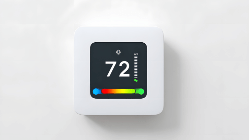 Modern smart thermostat displaying indoor temperature for efficient home heating control.